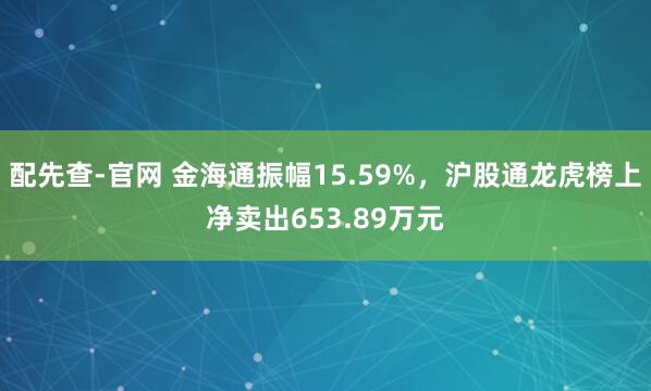 配先查-官网 金海通振幅15.59%，沪股通龙虎榜上净卖出653.89万元